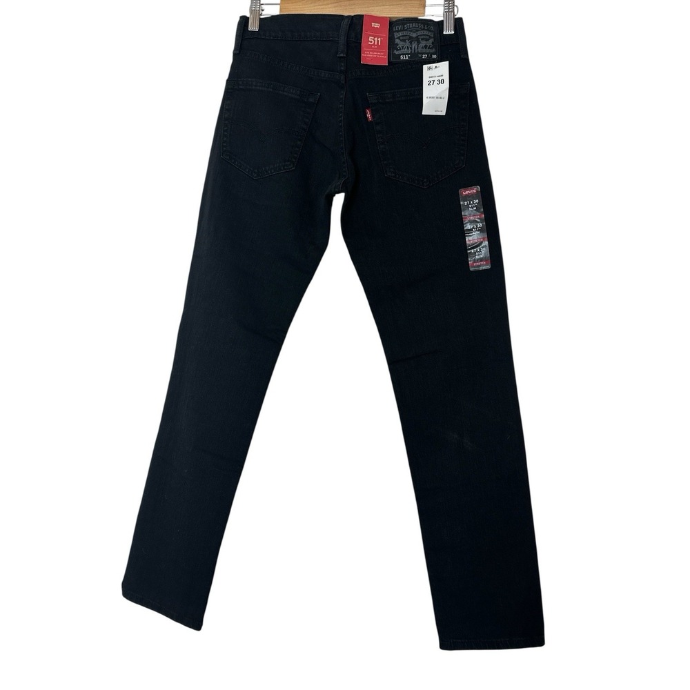 New Levis 511 Jeans Mens 27W‎ 30L Black Slim Fit Stretch Jeans Dark Wash